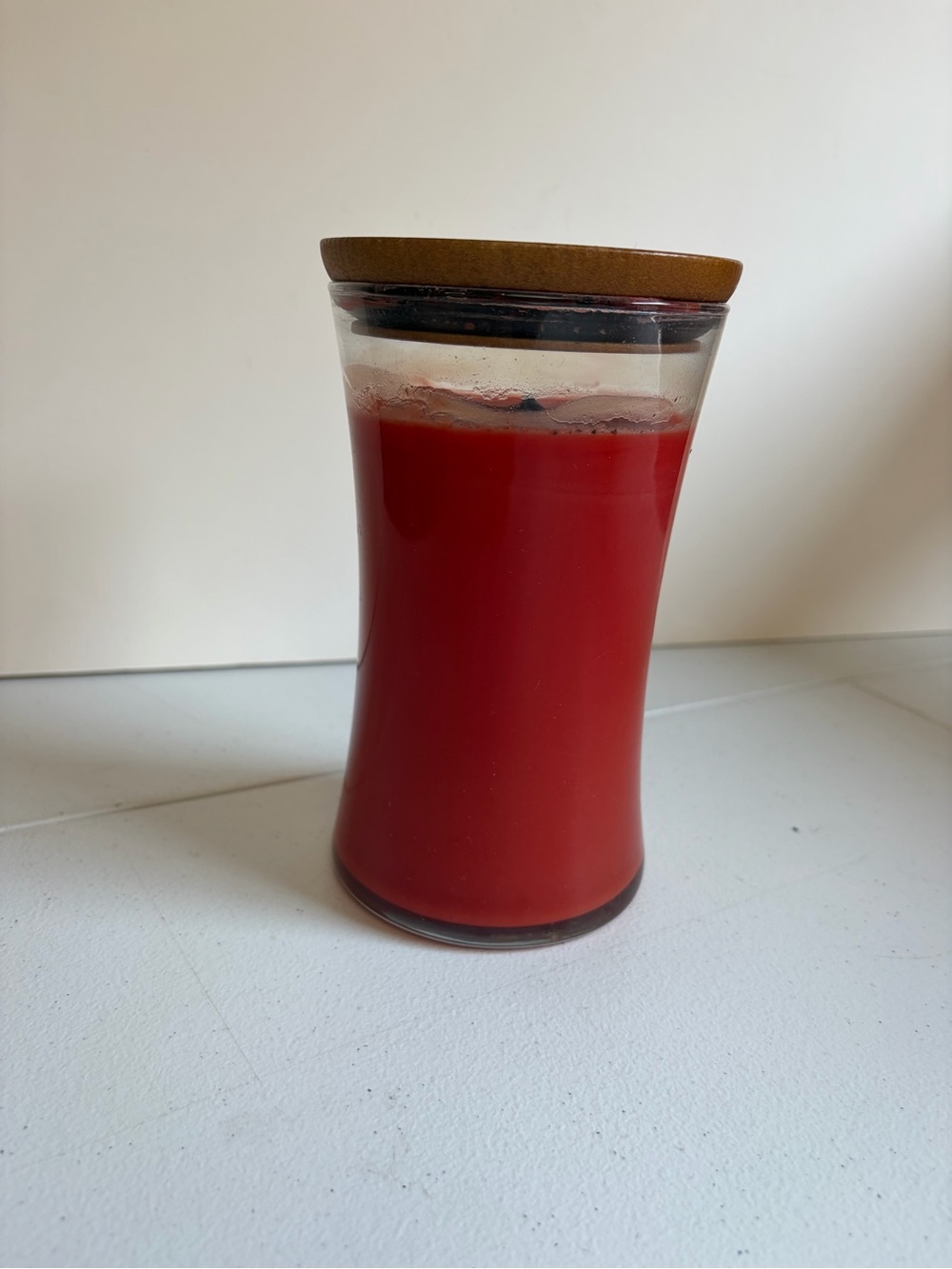 Wood Wick Large Red Candle Cranberry Cider Christmas Scent Discontinued